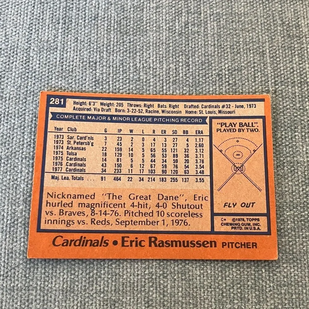 1978 Topps St. Louis Cardinals Baseball Card Trading Card